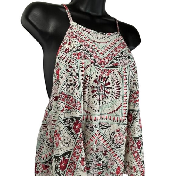 BILLABONG Majestic Seas Crop Tank Top Sz L Multicolored Geo Print Rayon Woven - Picture 5 of 10